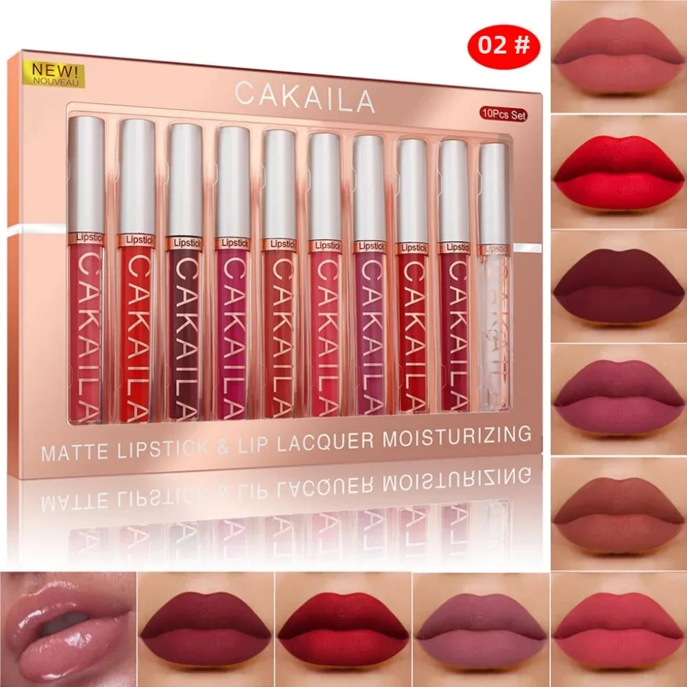 CAKAILA 10-Pc Matte Liquid Lipstick Set – Long-Lasting & Nude Liquid Lipstick Set HIP