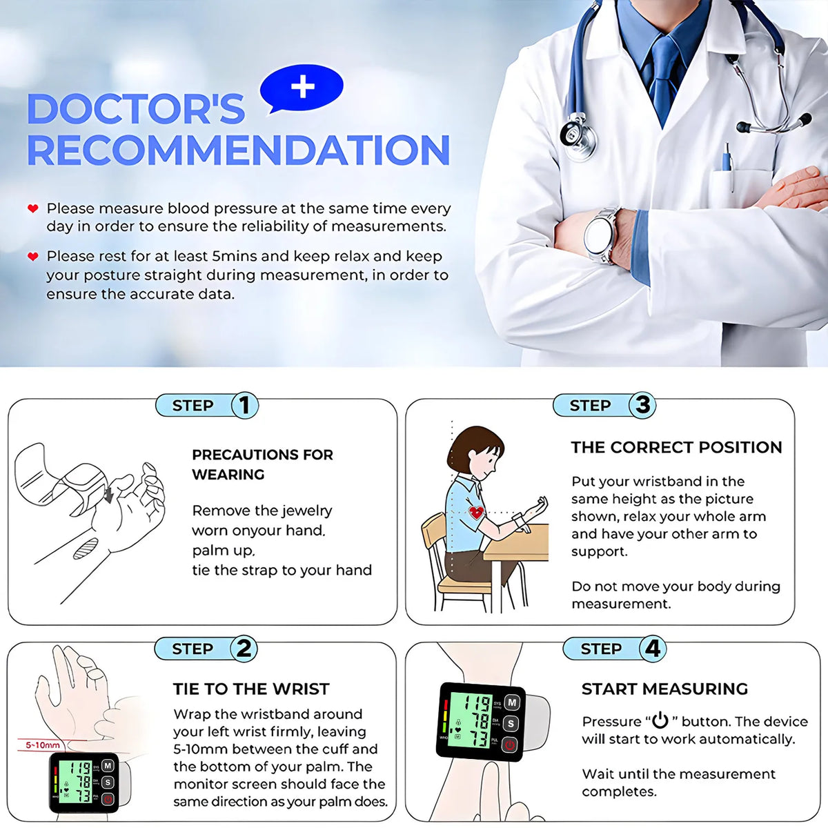 Fireurus Wrist Blood Pressure Monitor – LED Digital Display Wrist Blood Pressure Monitor HIP