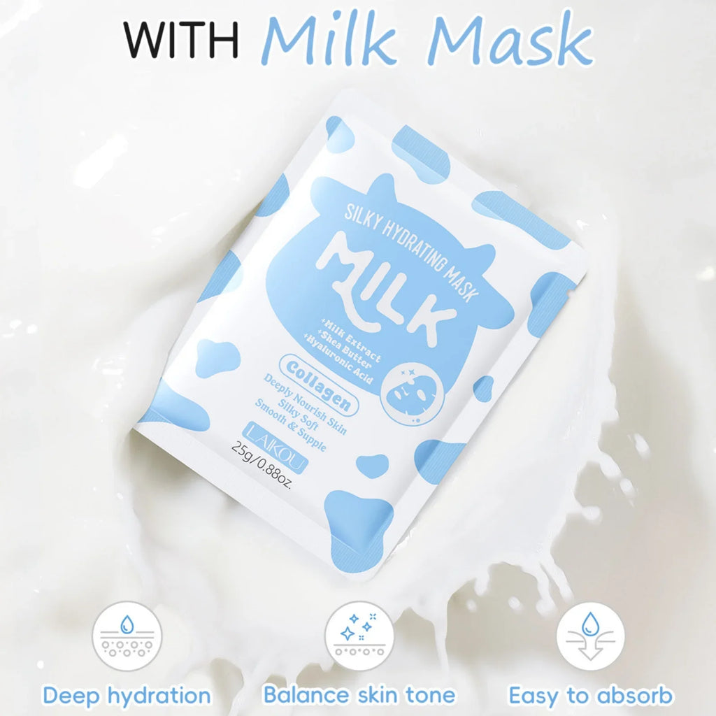 LAIKOU Milk Collagen Face Mask 25g – Hydrate & Brighten Hydrating Sheet Mask HIP