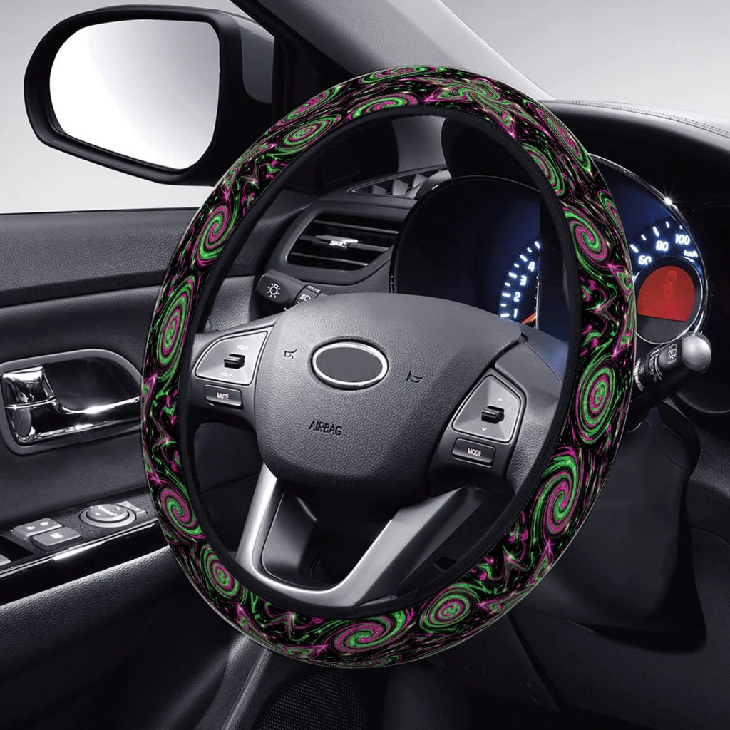 Glittery Swirl Star Steering Wheel Cover – Anti-Slip 15" Steering Wheel Cover HIP black