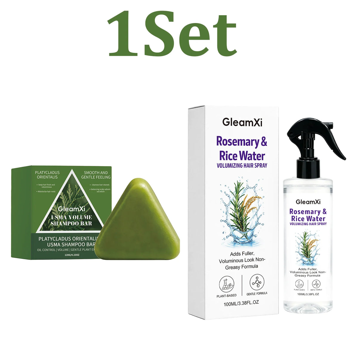 Rosemary Rice Water Shampoo Bar & Hair Spray Set – All Types Shampoo Bar Set HIP 1 Set