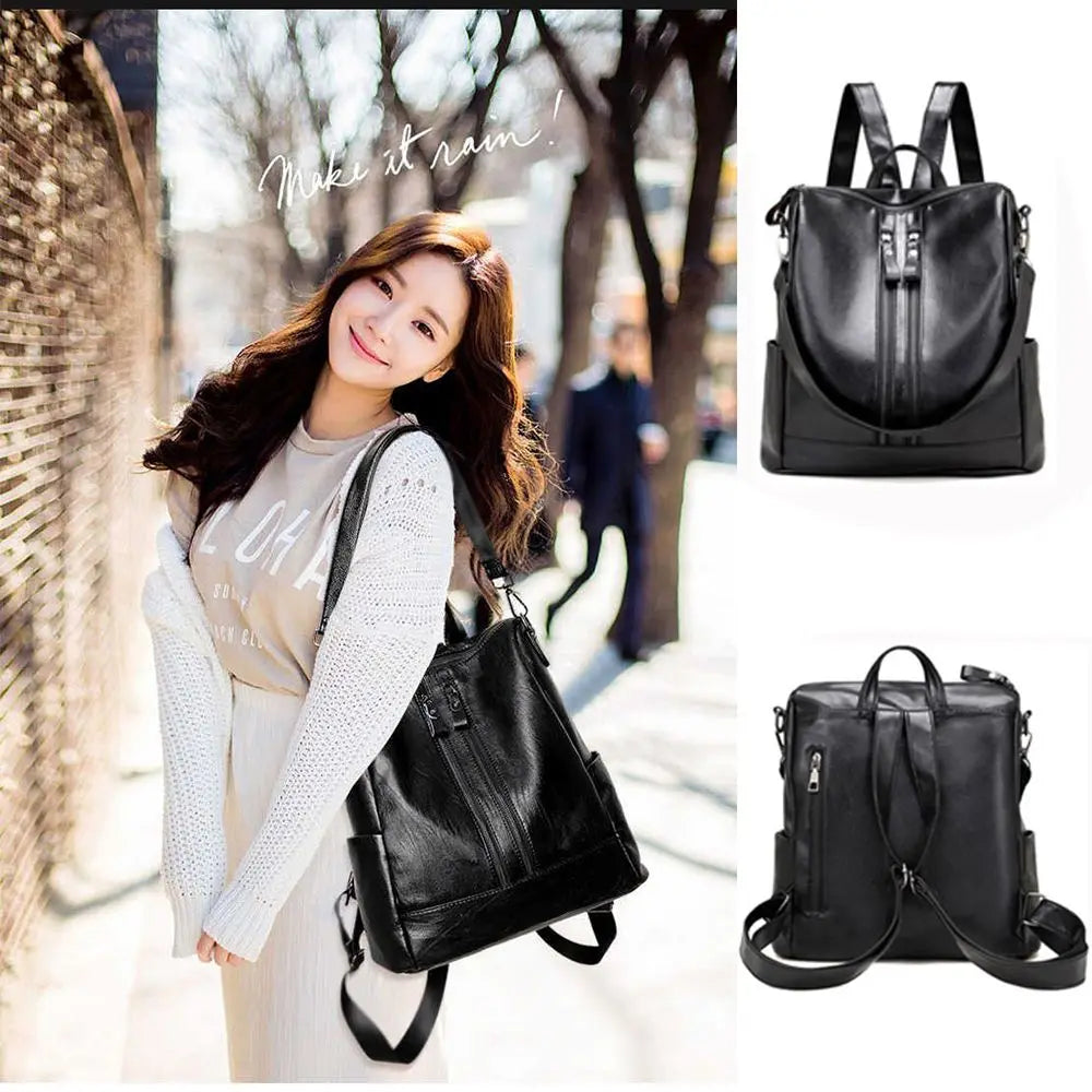 PU Leather Backpack – Large Capacity Travel & College Bag PU Leather Backpack HIP