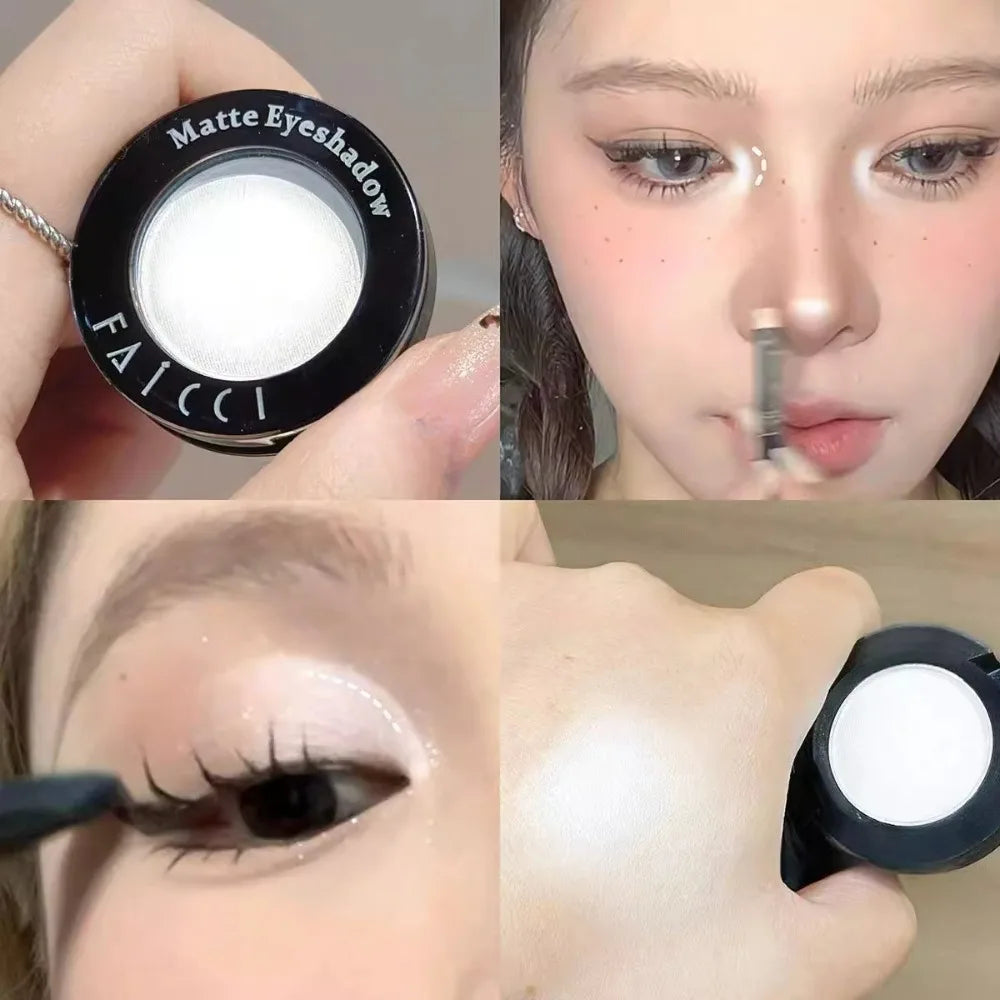 Eyeshadow Illuminator Matte White Highlighter Brighten Palette Lasting Shimmer Glitter Highly Pigmented Monochrome Eyes Makeup HIP