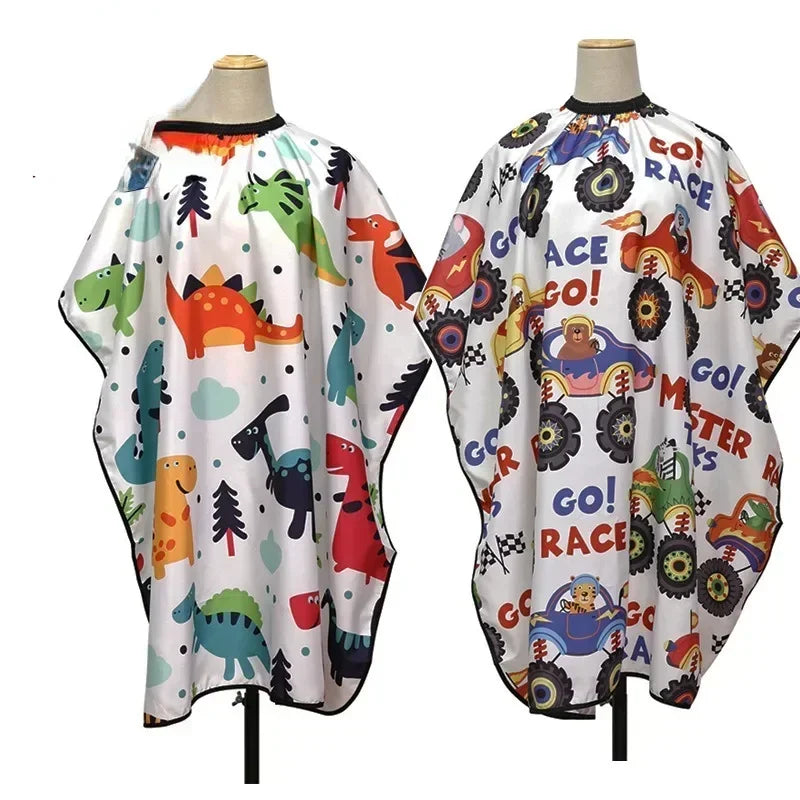 Kids Cartoon Haircut Hairdresser Cape Professional Hair-Cut Salon Barber Wrap Waterproof Cutting Gown Hair Care Styling Supplies HIP