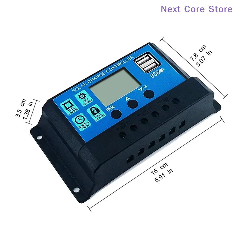 60A Solar Charge Controller 12V 24V 1560W PWM LCD Display Solar Charge Controller HIP