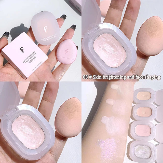 4 Colors Contouring Highlighter Cream Pearlescent Luminizer Waterproof Three-dimensional Face Makeup Illuminator High Gloss HIP 03 Full face