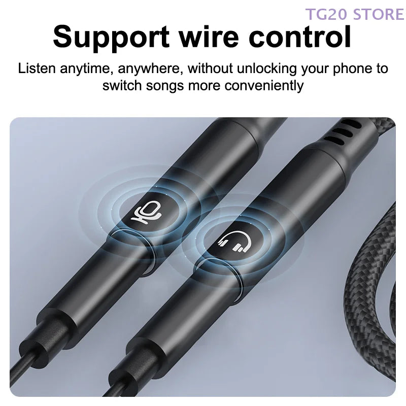 2-in-1 USB-C to Dual 3.5mm Audio Adapter with DAC Chip USB-C Audio Adapter HIP