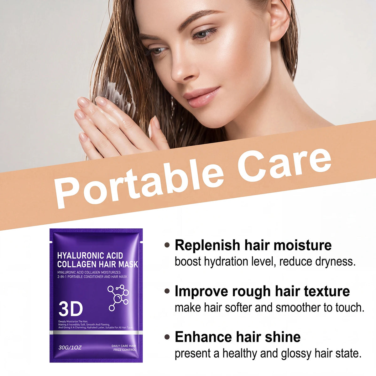 Hyaluronic Acid Hair Mask – Deep Moisture & Frizz Control Deep Conditioning Mask HIP