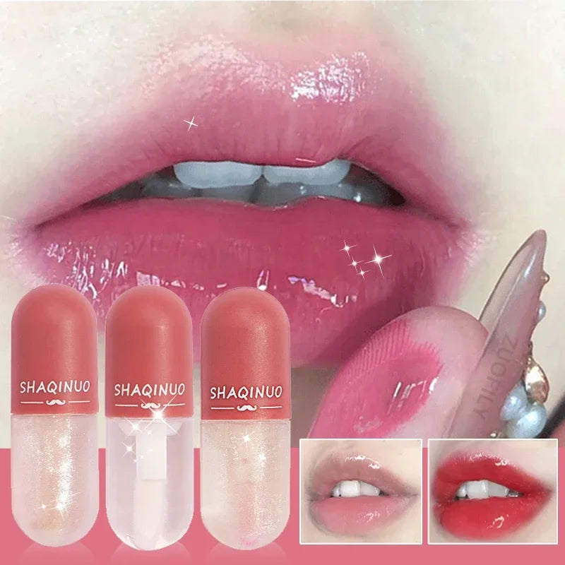 Mini Capsule Instant Volumising Lip Plumper Glitter Shine Lip Balm Long Lasting Moisturizer Lip Oil Temperature Change Lipgloss HIP