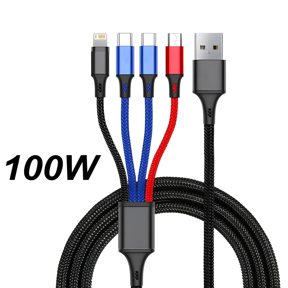 5-in-1 Universal USB Cable 1.2M 3A – iOS, Micro & Type-C Multi-Connector USB Cable HIP Black-1.2M