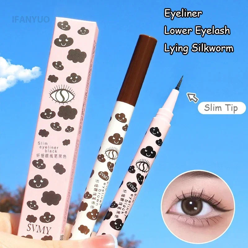 0.01mm Liquid Eyeliner Pen Ultra-thin Matte Smooth Quick Dry Waterproof Eyeliner Lower Eyelash Silkworm Pencil Non Smudging HIP