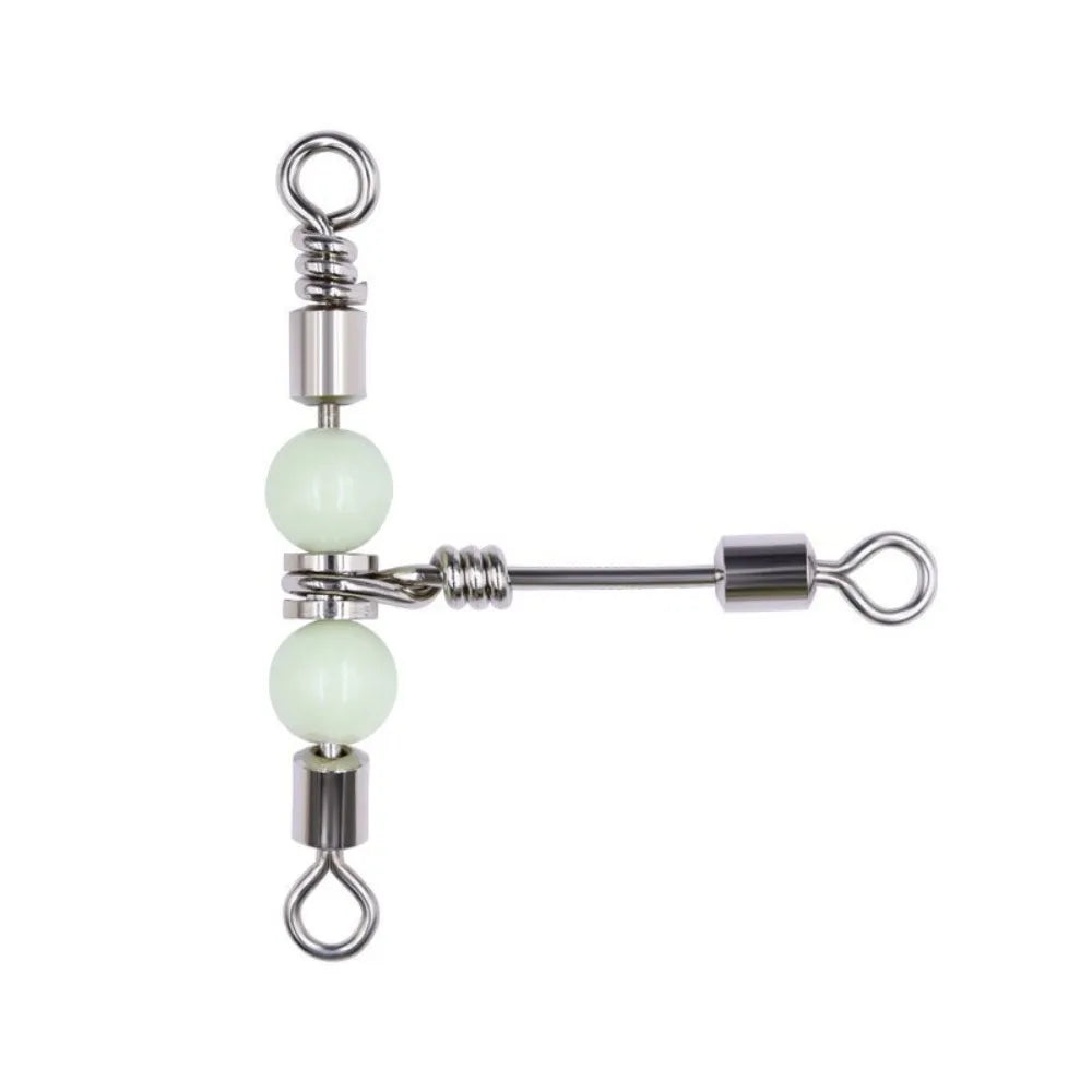 5-Pack 3-Way Rolling Fishing Swivels with Luminous Bead Fishing Swivel Set HIP 4-0-5pcs