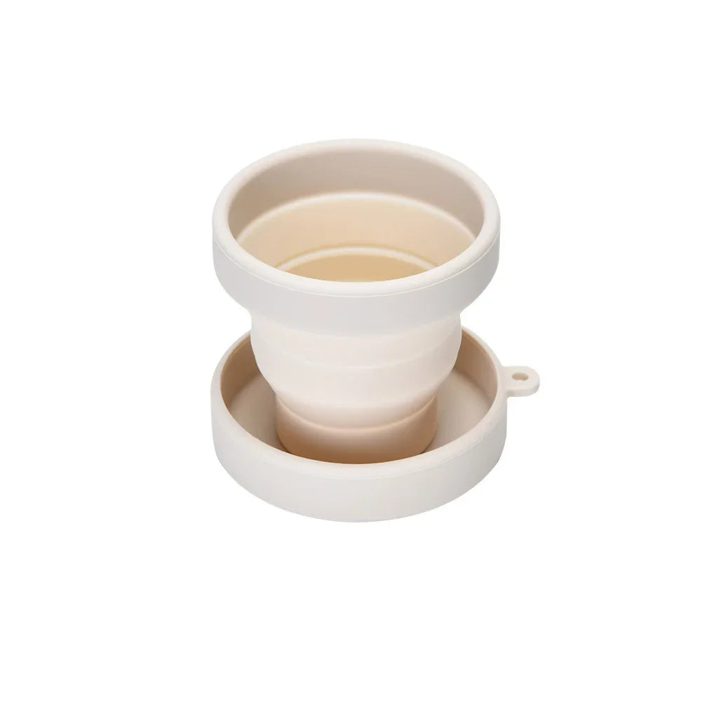 Food Grade Portable Foldable Water Cup 150ml Coffee Cup Telescopic Cup Outdoor Camping Travel Drinking Cup Supplies HIP Off White
