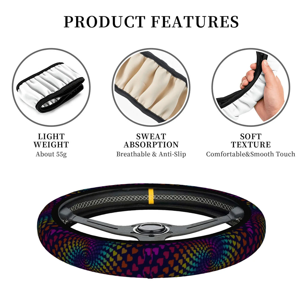 Colorful Pride Abstract Steering Wheel Cover – 14.5–15 Inch Steering Wheel Cover HIP