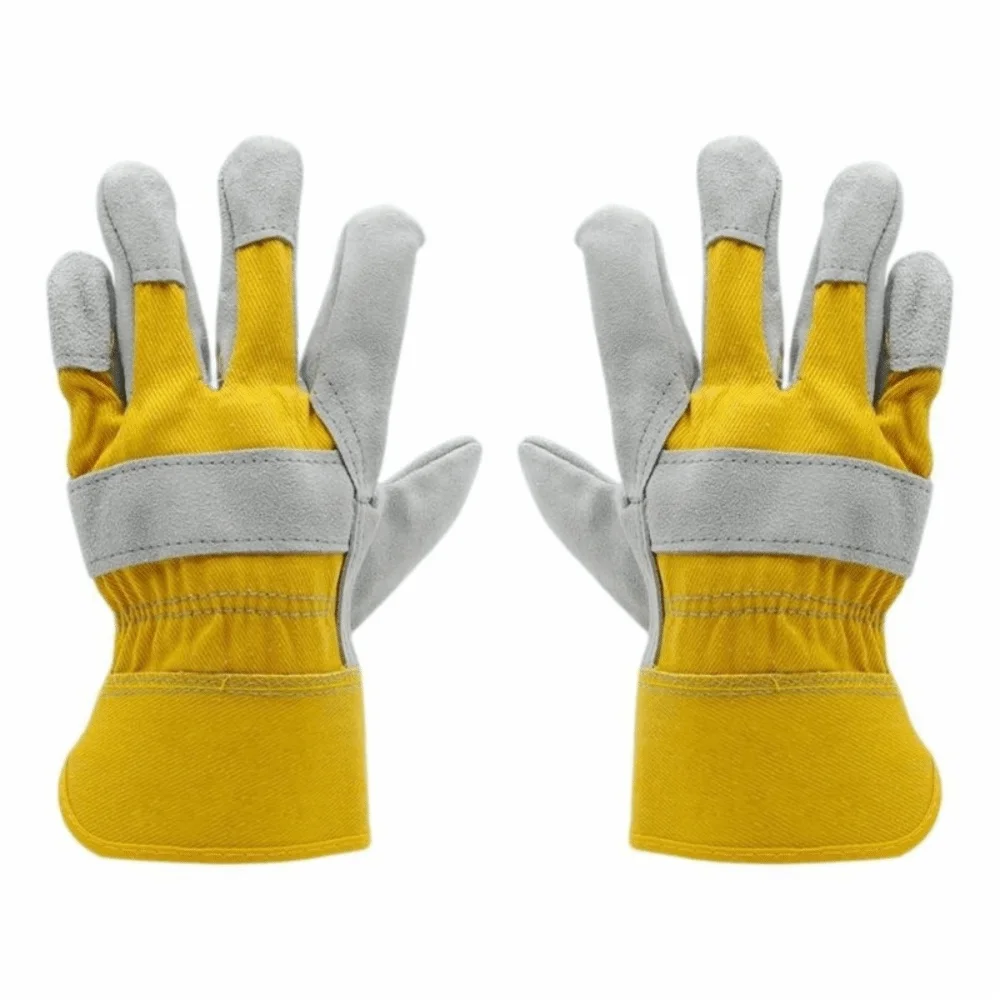 Cowhide Leather Gardening Gloves – Thorn-Proof & Heat Resistant Leather Work Gloves HIP Yellow