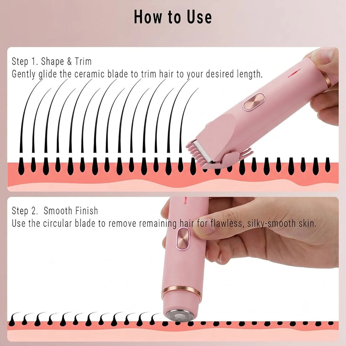 2-in-1 Electric Portable Hair Trimmer & Shaver | USB Rechargeable Electric Body Epilator HIP