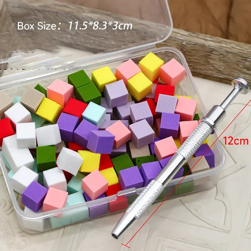 50Pcs Square Nail Art Sponge Set Gradient Nail Brushes Gel Polish Design Nail Sponge Grab Pen Manicure Supplies 229w HIP Color 100Pc Box Set