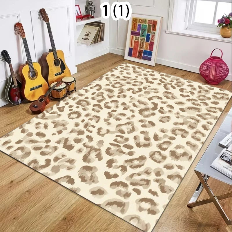 Leopard Print Bohemian Non-Slip Area Rug – Washable Floor Mat Bohemian Area Rug HIP