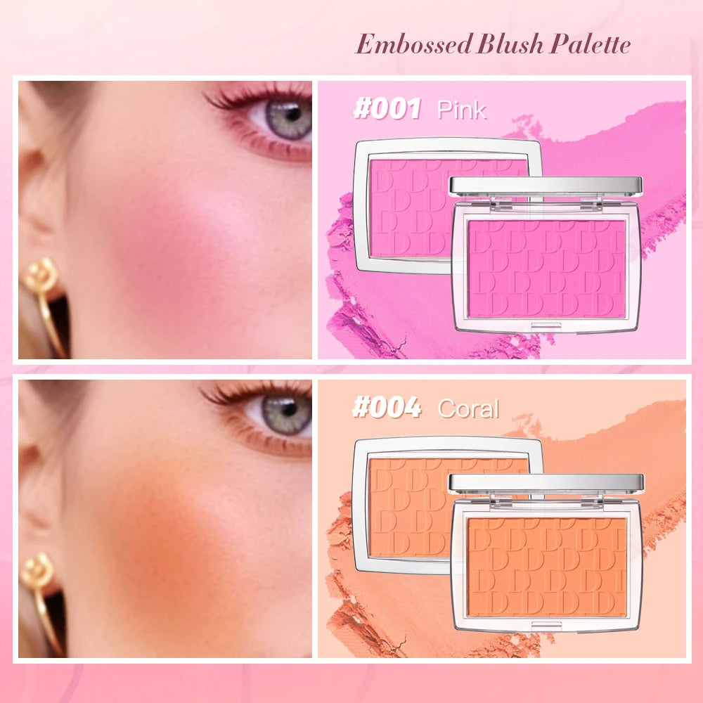 Hot Matte Embossed Blush Palette Rosy Blusher Facial Blush Powder High Pigmented Pink Coral Rouged For Cheeks Smooth Cosmetics HIP