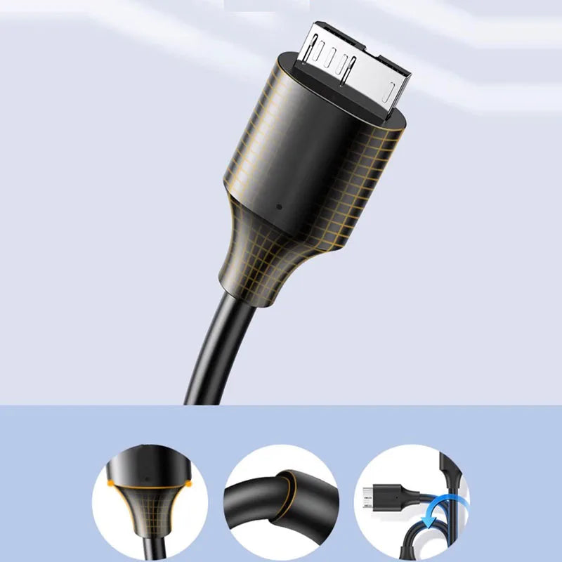 USB 3.0 Type-A to Micro-B HDD Cable – High-Speed Data Sync USB Data Cable HIP