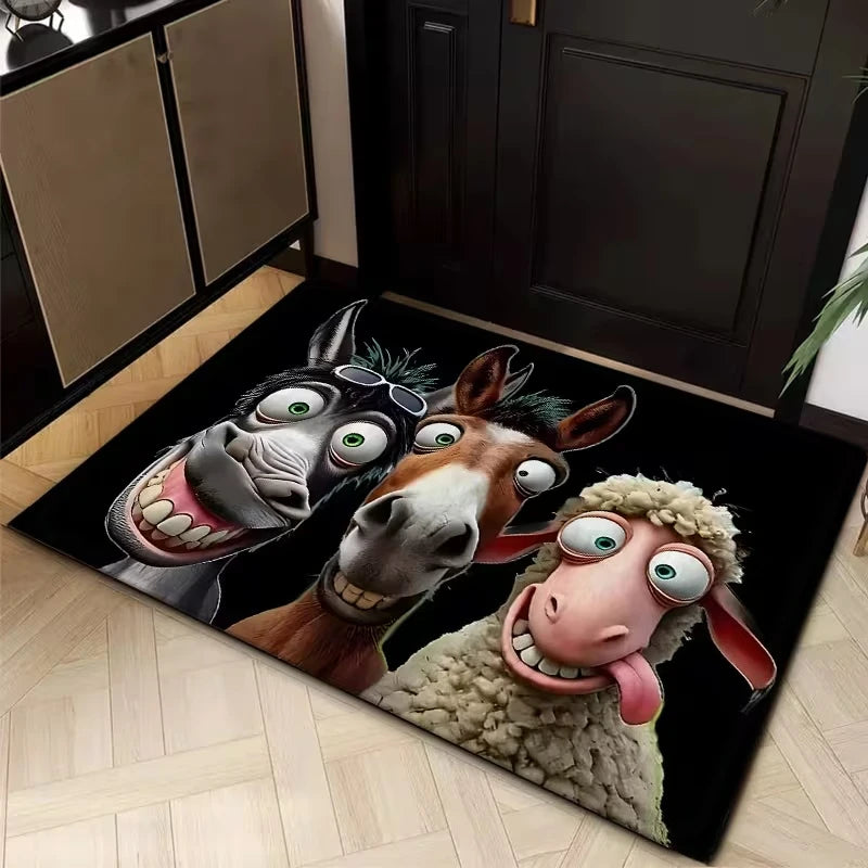 Cartoon Animal Trio Doormat – Anti-Slip, Washable | Home Décor Decorative Doormat HIP
