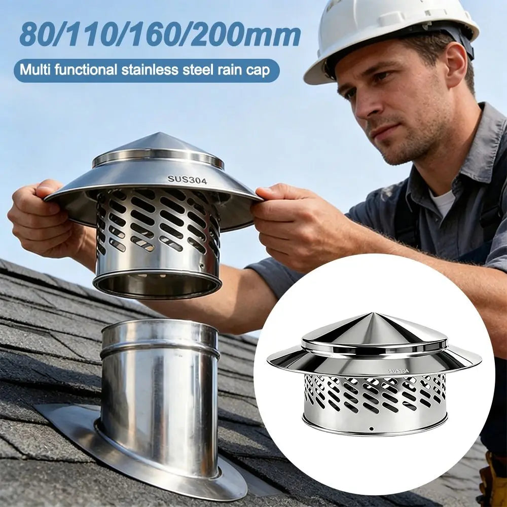 Stainless Steel Chimney Cap 80–200mm | Vent Exhaust Cover Chimney Vent Cap HIP