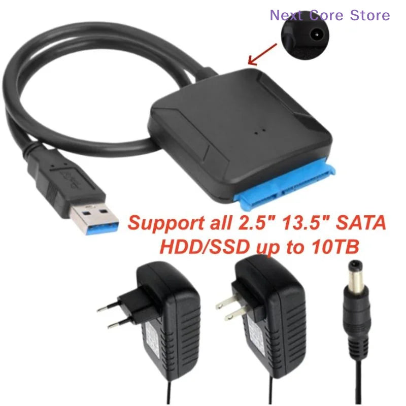 SATA to USB 3.0 Adapter – 2.5/3.5" SSD HDD Converter Cable HDD USB Adapter HIP