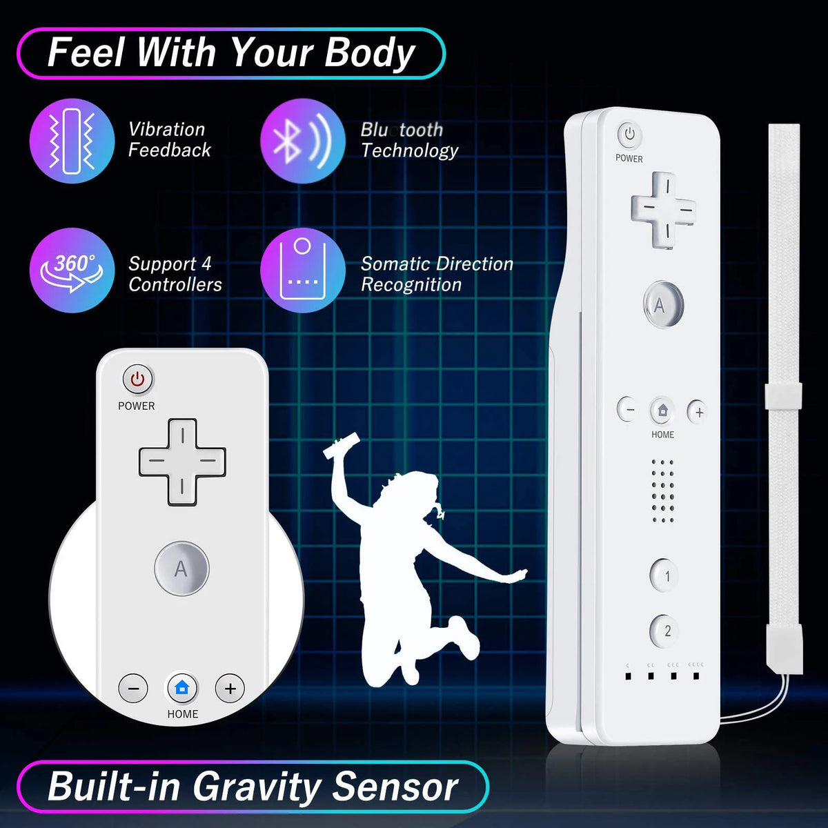2-in-1 Bluetooth Wireless Controller Kit for Nintendo Wii/Wii U Wireless Game Controller HIP