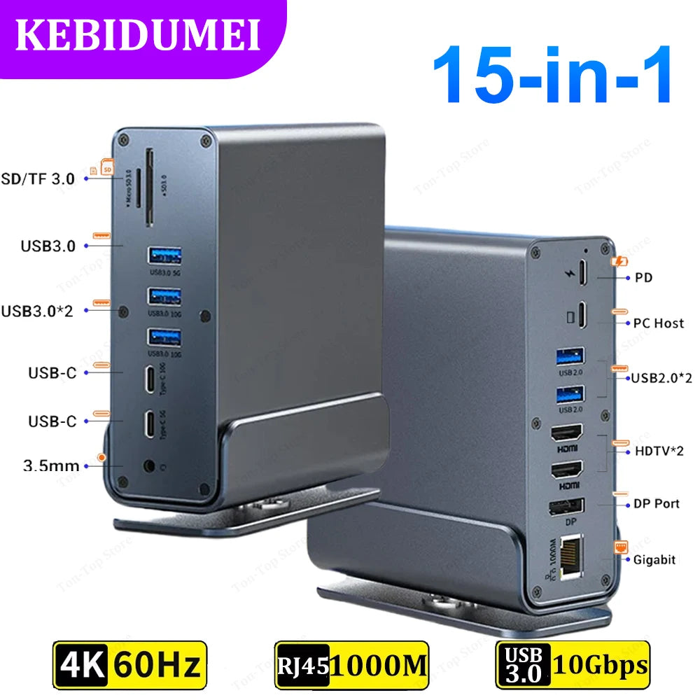 15-in-1 USB-C Docking Station | Dual HDMI 4K60Hz PD 100W USB-C Docking Station HIP