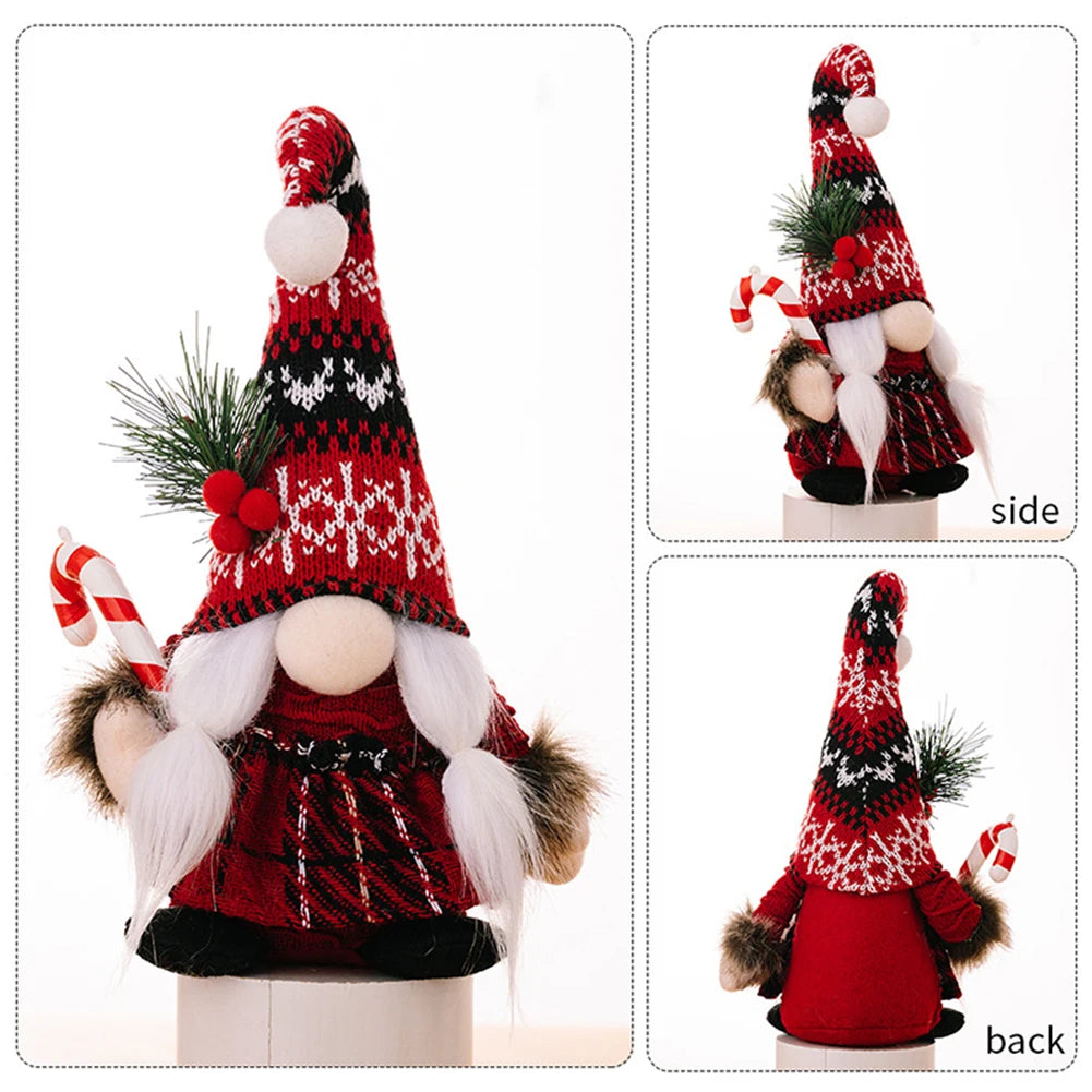 1Pc Santa Claus Ornament Decoration Christmas Gnome Doll New Year Christmas Gift Couple Ornament Walking Stick Christmas Dolls HIP