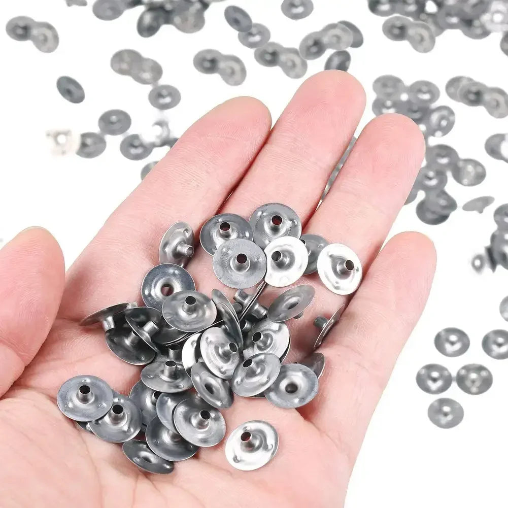 100PCS Candle Wick Tabs Metal Sustainer Tabs Multi-Purpose Candle Wick Base 20/16/14/12.5mm for Wide Variety Wicks Candle DIY HIP