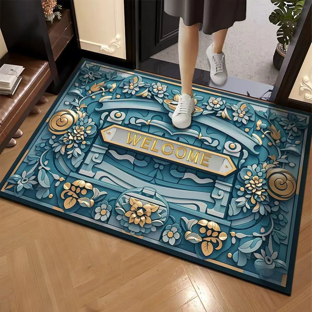 Floral Anti-Slip Floor Mat – Kitchen & Entryway Rug Entryway Floor Mat HIP 2 50x80cm-Felt