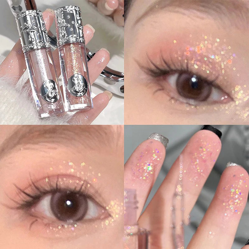 Silicone Brush Liquid Eyeshadow Pearlescent Shimmer Long Lasting Monochrome Pearly Fine Sparkling Sequins Eye Shadow Highlighter HIP 02