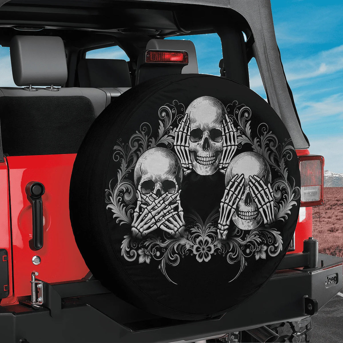Halloween Skull Spare Tire Cover – No Camera Hole | 6 Sizes Spare Tire Cover HIP