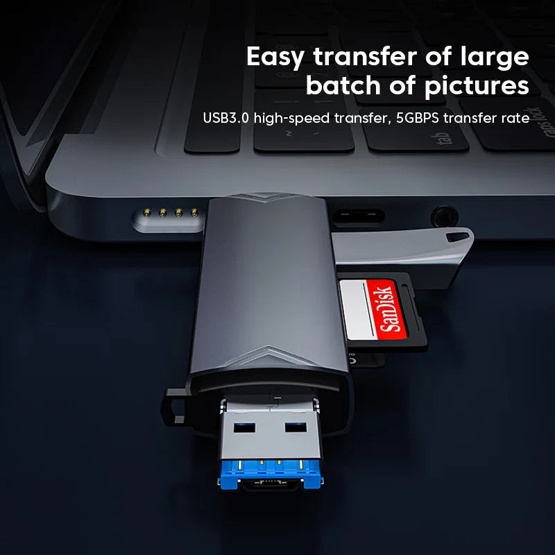 6-in-1 USB Type-C Micro USB OTG SD TF Card Reader Adapter USB Card Reader HIP