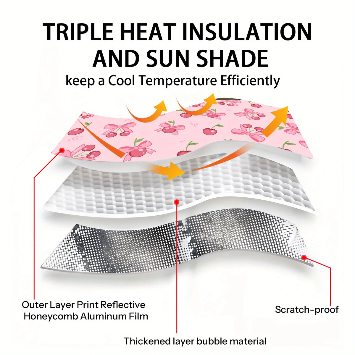 Pink Cherry Foldable Car Sunshade – Universal UV Protection Car Sunshade HIP