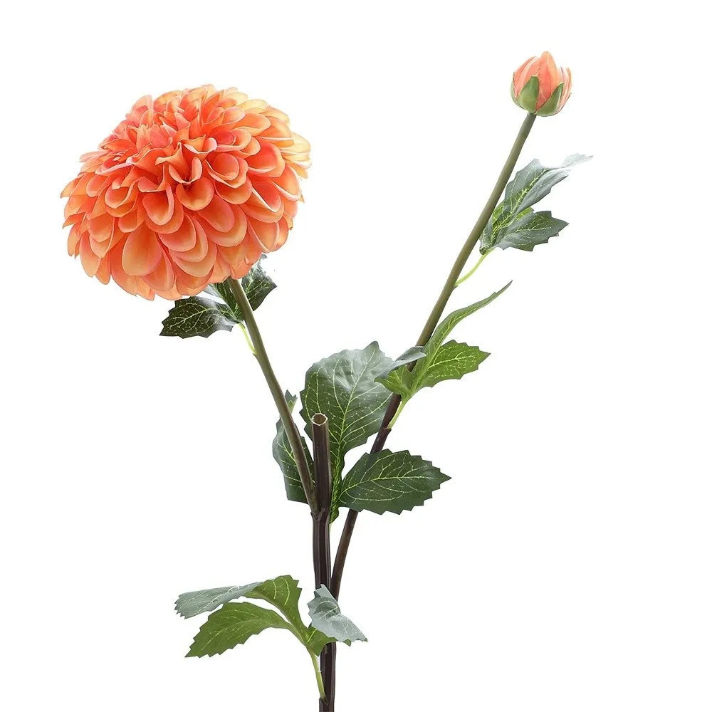 Silk Artificial Dahlia Flowers 2-Head Pink Faux Floral Stem Artificial Silk Flowers HIP