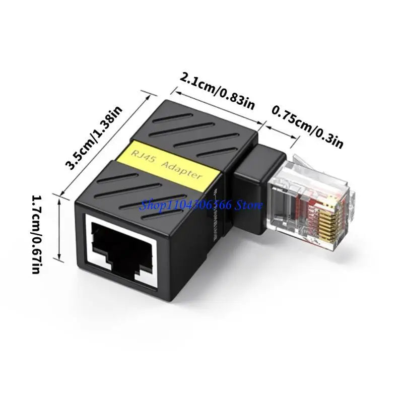 Right Angle RJ45 Ethernet Adapter – 360° Rotating Cat6 Coupler Network Adapter HIP
