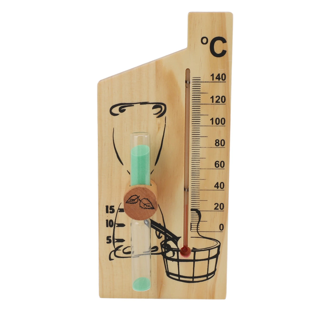 Sauna Thermometer Hourglass 0 To 140 Celsius Degree Sauna Temperature Gauge Sand Timer Golden 15 Minute Timing Wood for Hotel HIP A