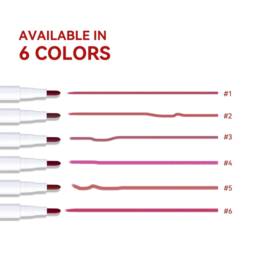 6Colors Lip Stain Pencil Liquid Lip Liner Waterproof Plumping Lip Tint Natural Matte Nude Brown Long Lasting Beauty Makeup Pen HIP