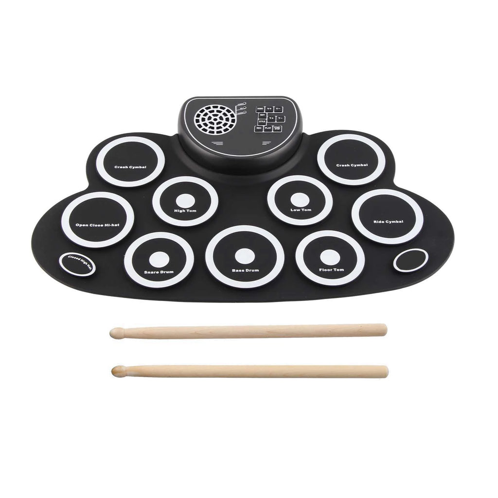 Drum Pads with Speakers Roll Up Drum Set Electronic Drum Set USB Rechargeable Speaker Kids Roll Up Drum Practice Pad White HIP