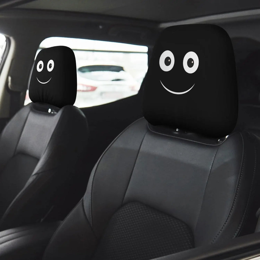 Funny Double-Sided Car Headrest Covers 2-Pack – Angry & Smile Face Car Headrest Covers HIP
