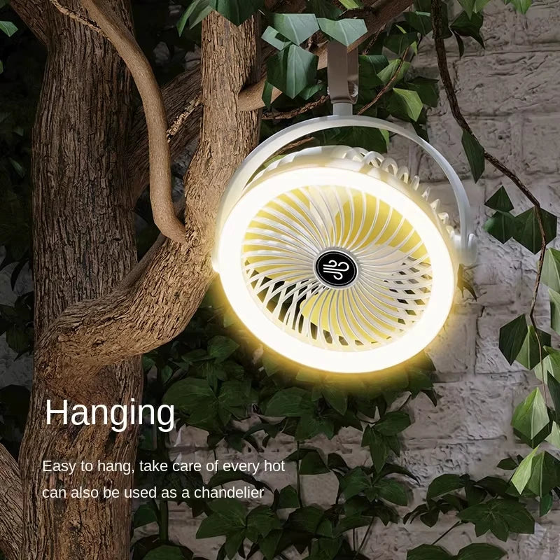Rechargeable Portable Camping Fan with LED Light | 3 Speeds Portable Camping Fan HIP