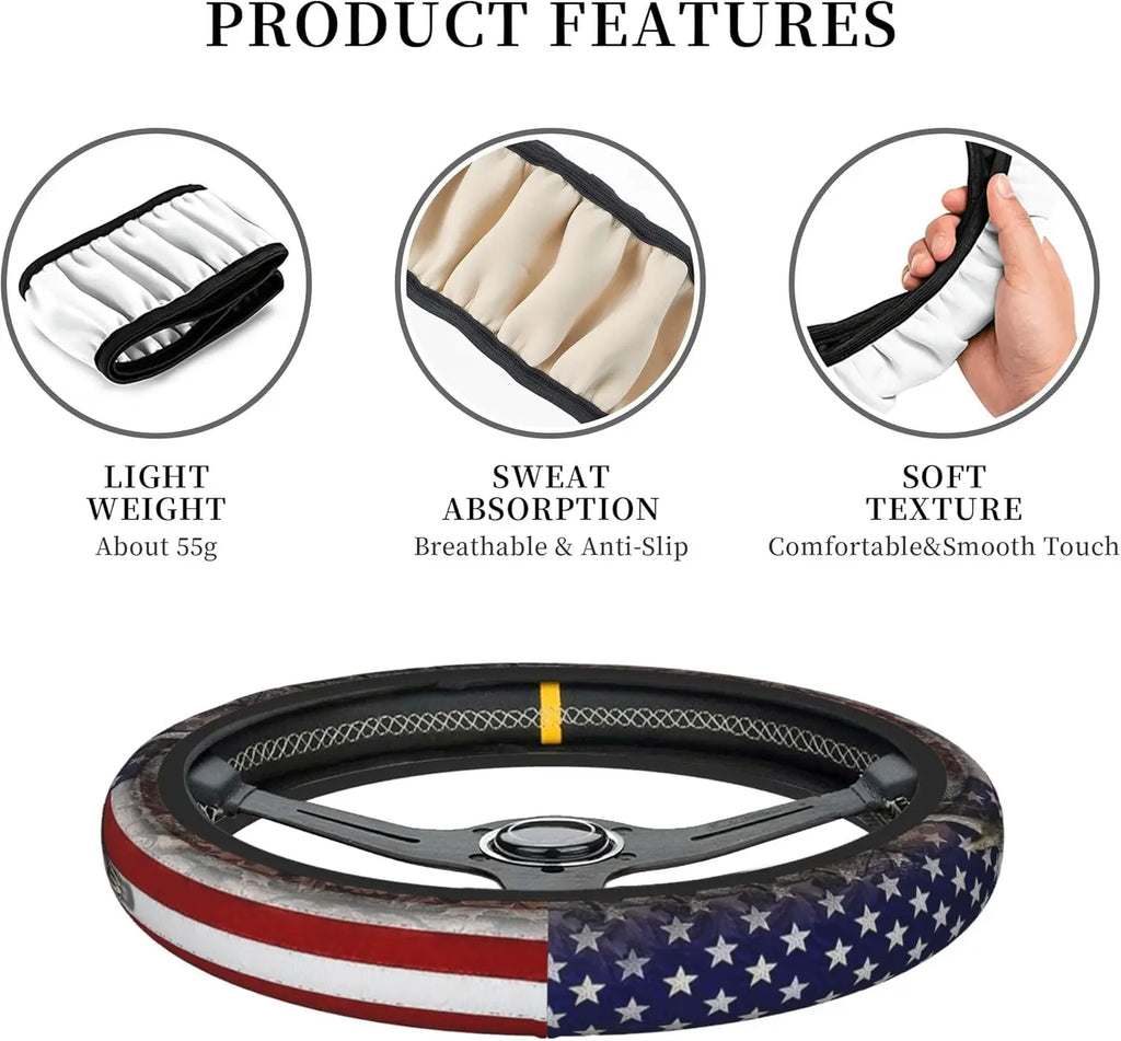Universal Neoprene Steering Wheel Cover 15 Inch – Black Steering Wheel Cover HIP