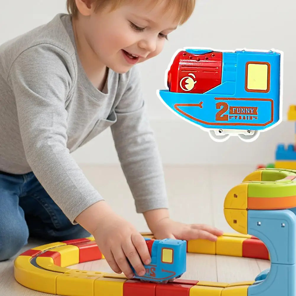 Magnetic Track Car Toy for Kids DIY Building Blocks Magic Railway Set STEM Educational Electric Train Racing Toy Boys Gift HIP