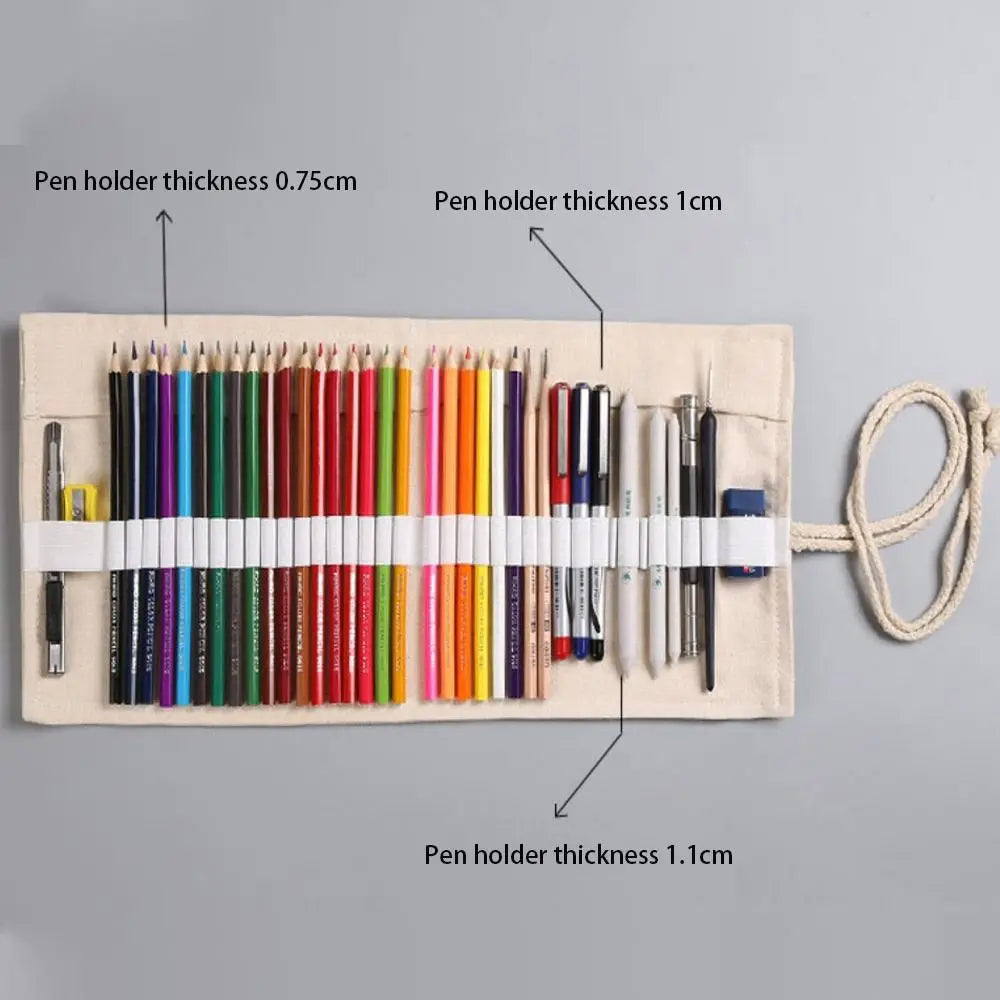 Roll-Up Canvas Pencil Case – 12 to 72 Slot Organizer Roll-Up Pencil Case HIP
