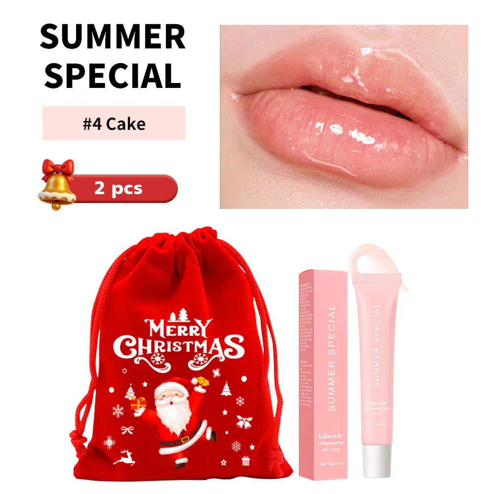 5 Colors Hydrating Lip Stain Lip Balm Plumping Lip Oil Glossy Lip Glaze Stick Moisturizing Lip Cosmetic Christmas Gift For Women HIP 4 Cake (glitter)