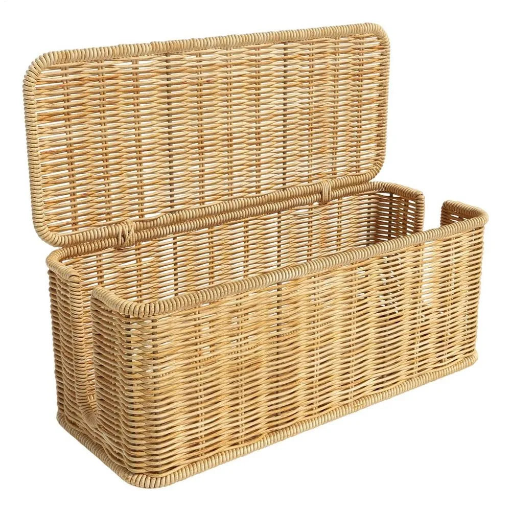Rattan Cable Management Box with Lid – Cord Organizer Cable Management Box HIP As Shown