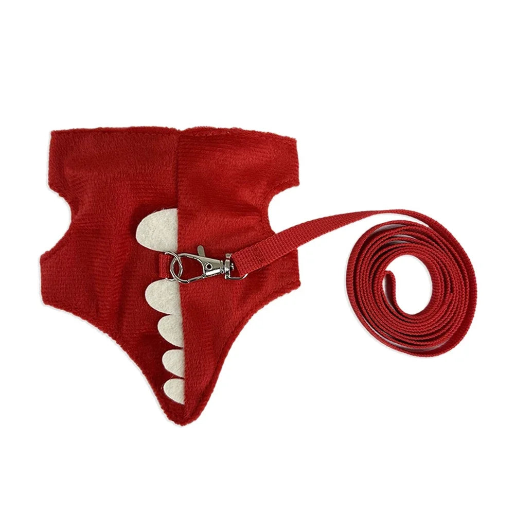 Colorful Vest Style Adjustable Ferret Leash Ferret Leash Reptile Leash with Bell Pet Walking Drawstring Pet Accessories HIP Red