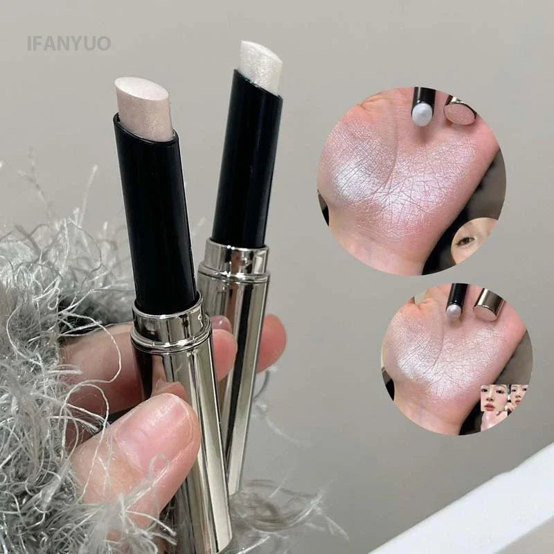 Glittering Highlighter Stick Silver White Lying Silkworm Eyeshadow Pen Lasting Pearlescent Shimmer Face Contour Eyes Makeup Tool HIP